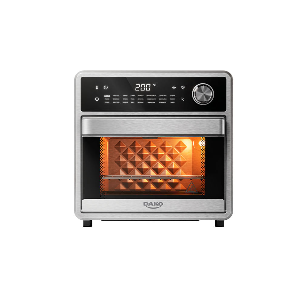 Forno Fryer 15 Litros Inox 2 em 1 com Painel Digital Dako Eletrodomésticos