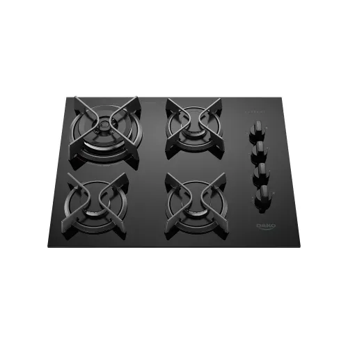 Cooktop 4 Bocas Preto com Mesa de Vidro e Tripla Chama Dako Supreme Bivolt