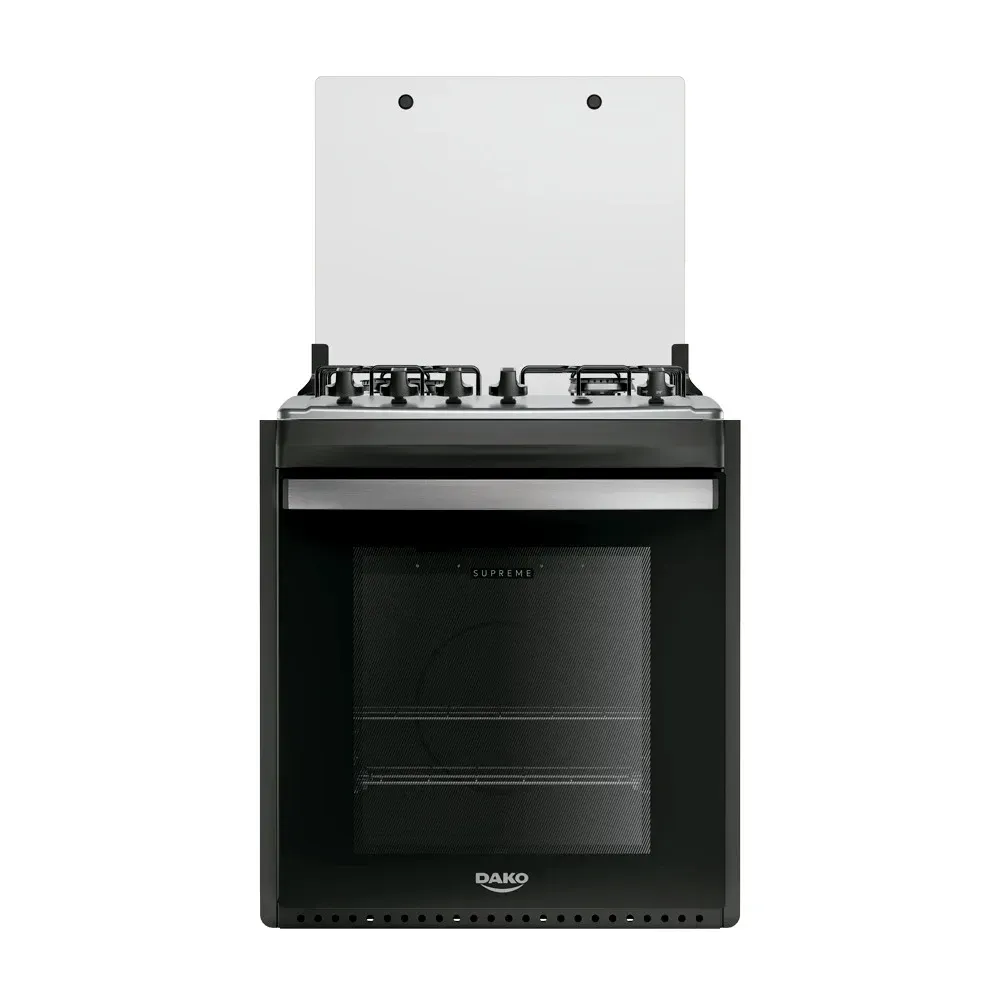 Fogão de Embutir 4 Bocas Preto com Mesa Inox Dako Supreme Inox Bivolt