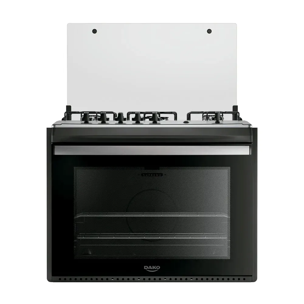 Fogão de Embutir 5 Bocas Preto com Mesa Inox e Tripla Chama Dako Supreme Inox Bivolt